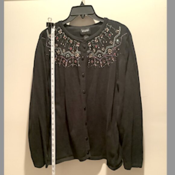 Designer Originals Studio cotton cardigan Sweater -Black Christmas, Size XL - Picture 6 of 9